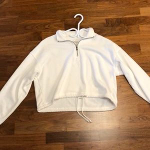 American eagle white synched sweatshirt